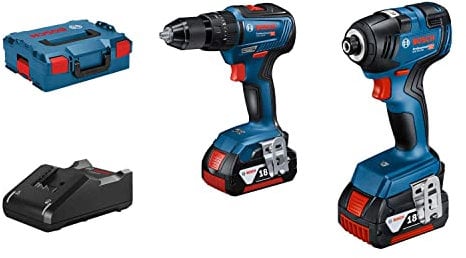 Bosch Professional 18V System Cordless Combi Kit: GSB 18V-55 + GDR 18V-200 (including 2x 3.0Ah battery, charger GAL 18 V-20, L-BOXX) - Amazon Exclusive Set