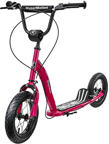 HyperMotion, Kinderroller, Roller für Kinder, City Kick Scooter für Mädchen und Jungen ab 8 Jahre, Kickboard, Tretroller, Cityroller, aufblasbare Räder 30 cm, Cherry