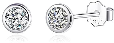 Kleine Ohrstecker Sterling Silber 925 für Damen Herren Mini Zirkonia Ohrringe Stecker 4mm