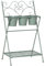 Outsunny Scaffale a fiori a 2 livelli in stile rurale chic, pieghevole, 3 vasi da fiori inclusi, mensola in metallo epossidico anticorrosione, colore: verde acqua