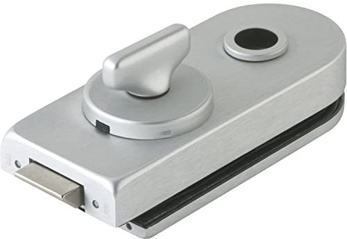 Dorma Glas Glastürschloss Studio Rondo WC mit Riegelolive, Glasstärke 8 mm, Glasbeschlag - Alu silber eloxiert