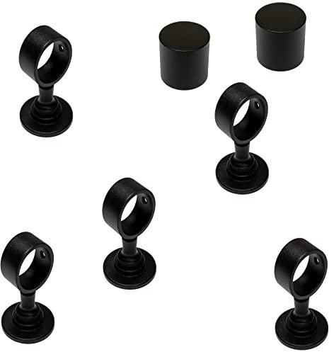 2 Endkappen und 5 Seilträger schwarz matt für 30mm Handlaufseil