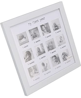 Asixxsix Baby First Year Photo Frame, Stabiler und zuverlässiger 12 Monate Baby Keepsake Bilderrahmen mit Haken und Stützfüßen, 9.8 x 0.7in Baby Growth Record Collage Photo Frame