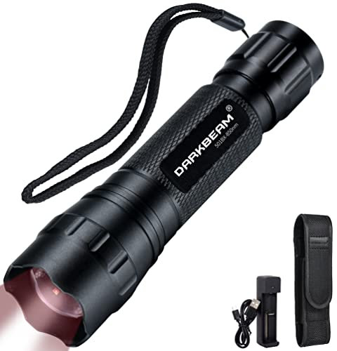 DARKBEAM Infrarot-Taschenlampe nachtsicht 850nm LED-Infrarot-Licht 10W, Arbeit für Nachtsichtgeräte, Zoombare Unsichtbare IR-Strahler mit Akku Wiederaufladbare für Jagd, Beobachtung, Rettung, 501BX