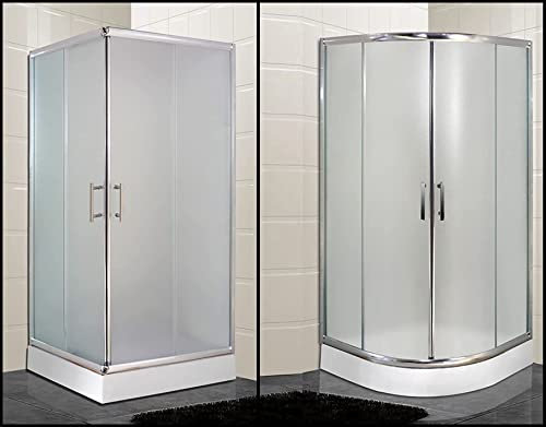 BOX DOCCIA ANGOLARE SCORREVOLE KARMEN ANTE IN VETRO CRISTALLO OPACO SATINATO 6mm QUADRATO - RETTANGOLARE - SEMICIRCOLARE (90x90 Semicircolare)