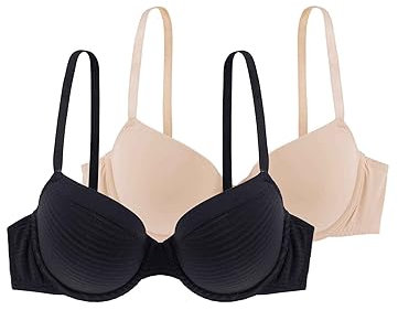 Dorina Louise-d-2pp Reggiseno Coppa, Nero/Beige, 4A (Pacco da 2) Donna