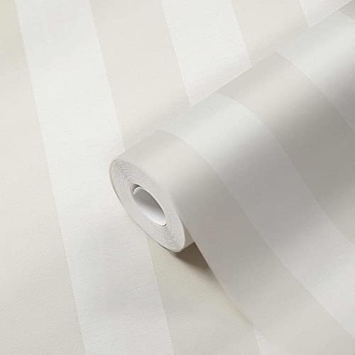 BRICOFLOR Gestreifte Tapeten | Vliestapete beige weiß gestreift | Klassische Tapete mit Streifen maritim ideal für Schlafzimmer und Esszimmer | Blockstreifen Wandtapete mit Vinyl