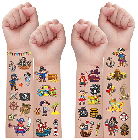 Leesgel Pirate Tattoo Kinder Jungen, Pirate Kindertattoos Kinder Tattoo Sticker Piraten Tattoo Aufkleber Kinder, Piraten Spielzeug Geschenke Kinder Geburtstag Piraten Mitgebsel Kindergeburtstag Junge
