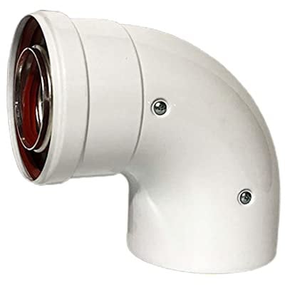 Amagogo Chimney Boxed Elbow Pipe, Flue Extension Tube, Length Duct Parts, Fireplace Boiler Heater Exhaust Pipe, 90 Degrees