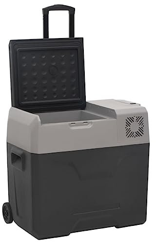 vidaXL 30 L Portable Cool Box with Wheel and Adapter | Energy Saving Electric Car Fridge | Leak-Proof Cooler Box Ideal for Outdoor Activities | Large Storage Cooler with Compressor for Picnics and...