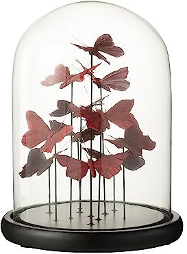 J-Line Cloche Papillons - Verre - Rouge/Burgundy - Large