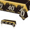 137 x 274 cm Schwarz und Gold zum Geburtstag Tischdecke Schwarz Gold Tischdeko für Mann Frau 40. Geburtstag,Rechteckige Kunststoff Tischdecke für Partydekorationen zum 40. Geburtstag