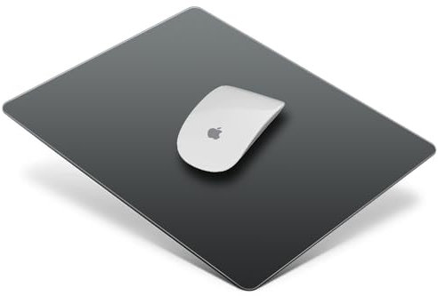 LANGBOHOS Glas-Mauspad, kleines Mauspad, tragbares Mauspad, wasserdicht und langlebig, leicht zu reinigen, wird mit einer weichen Schutztasche geliefert, geeignet für mobiles Büro (Schwarz, Größe S