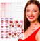 BETESSIN 584 Herzen Sticker Glitzer Gesicht Tattoo Karneval Glitzersteine Gesicht Strasssteine Amor Kostüm Aufkleber Rot Weiß Herzchen Lippen Selbstklebend Face Art Sticker für Valentinstag Makeup