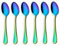 Qndanoan Rainbow Color TeaSpoons Coffee Spoon Mini Cake Spoon Stainless Steel Set of 6 Pieces (Coffee Scoops)
