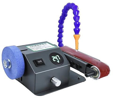 LeTkingok Mini Affilacoltelli Elettrico, Levigatrice a Nastro a Doppio Scopo a Secco e Bagnato, Smerigliatrice, Levigatrice, Lucidatrice, Velocità 0-13000Giri/min