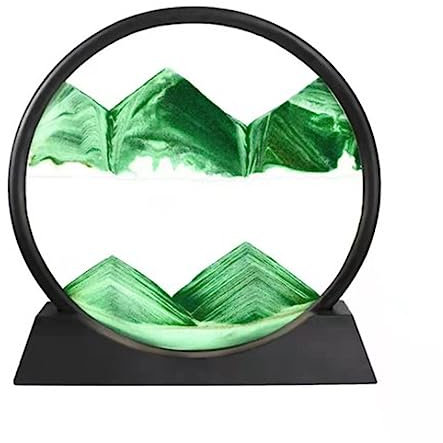 RCQD Sandbilder zum Drehen 3D Sanduhr - Sandbild Geschenke Sanduhr Deko 3d sanduhr tiefsee-sandlandschaft Aesthetic für Büro Wohnzimmer Schreibtisch Erwachsene Kinder (Grün, 7'')