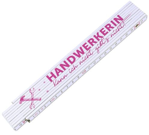 GRAVURZEILE Zollstock 2 Meter mit UV Druck - Handwerkerin - Gliedermaßstab mit Winkelanzeige - Aus Buchenholz - Geschenke für Frauen Mama und Tante Farbe Kann ich nicht gibt's nicht