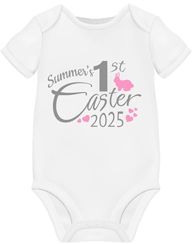Pitter Patter Baby Gifts My First Easter Baby Outfit Girl Gifts Personalised Baby Grows Newborn Vests Clothing 1st Bunny Clothes Presents For New Born Girls Pink
