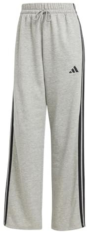 adidas Damen Essentials 3-Stripes Open Hem Fleece Pants, medium Grey Heather/Black, XXL