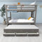 LUNEX HOME Letto a castello a 3 posti 90 x 200 cm con scala, rete a doghe e cassetti di stoccaggio, protezione contro le cadute, grigio/bianco (grigio)