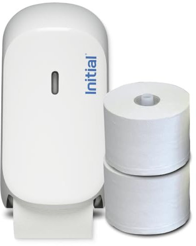 Blanc HYGIENIC Set: Signature Doppelrollenspender, antibakterielle, Weiß ODER Silber + 4 Rollen Premium Toilettenpapier, Rentokil INITIAL Farbe Weiß