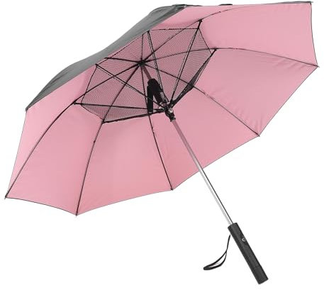 Sun Umbrella with Fan, UPF 50+ Portable Sun & Rain Umbrella Built in Rechargeable Fan, Personal Cooling Fan Umbrella, Folding Umbrella for Hot Summer, Beach, Heat