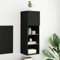 Homgoday TV-Schrank mit LED-Lichtern, Schwarz, 30,5 x 30 x 90 cm, TV-Schrank für Wohnzimmer, TV-Schrank, niedriger Schrank für industrielle Wohnzimmer, TV-Ständer