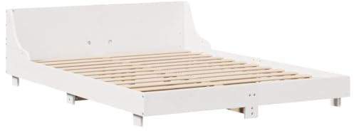 vidaXL Massivholzbett ohne Matratze Weiß 120x200 cm Kiefernholz
