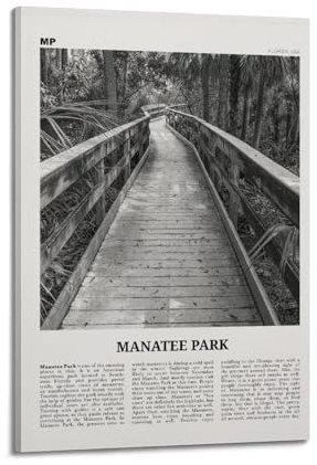 Manatee Park Druck schwarz und weiß, Seekuh Park, Wandkunst, Seekuh Park, Foto, Seekuh Park, Wanddekoration, Florida, USA, Poster, dekorative Malerei, Leinwand, Wandposter und Kunstbild