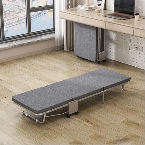 Cama plegable para adultos con colchón de látex de espuma, soporte de carga estable, portátil y multifuncional, ideal para uso en casa y oficina, 180 x 60 x 24 cm