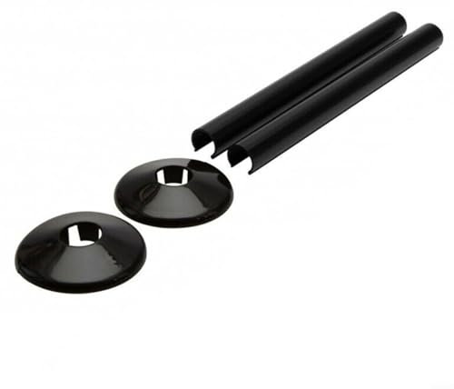 Advokingtap 2 cubiertas de tubo de radiador, 15 mm de plástico para decoración de tubo de pared (negro)