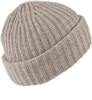 Mütze aus Kaschmir-Mischung, 30 % Kaschmir, 70 % Merinowolle, Einheitsgröße, hergestellt in Italien, beige, Taglia unica-XL