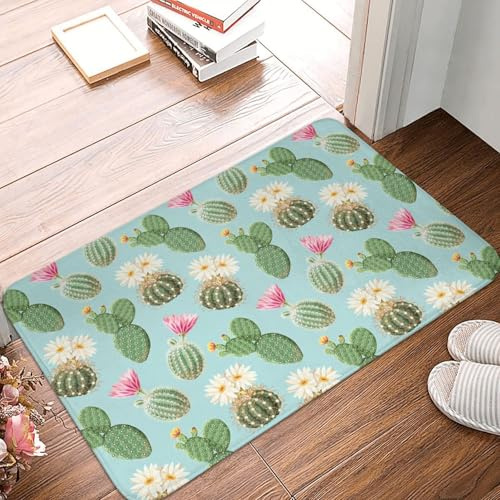 TZTTZT Fußmatte mit grünen Kaktus-Sukkulenten, Haustürmatte, für drinnen und draußen, leicht zu reinigen, für den Außenbereich, 40,6 x 61 cm, für alle Jahreszeiten geeignet