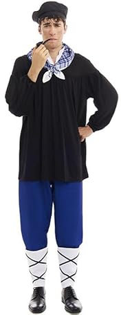 Disfraz de Olentzero negro y azul con pañuelo para hombre (Talla M)