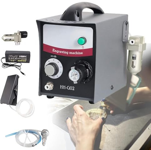QXIUDDYS Pneumatic Jewelry Engraver Machine,Single-head Pneumatic Hand Engraving Machines,Electric Multi-Function Engraving Jewelry Tool for Jewelry Crafts,400-8000RPM
