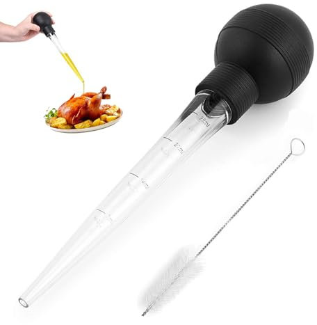 Turkey Baster, Baster for Cooking, 1 Pcs Large Turkey Oil Dropper & 1 Pcs Cleaning Brush, Baster Syringe for Thanksgiving Halloween Christmas Cooking Roast, Beef, Pork, BBQ, Kitchen Tools & Gadgets