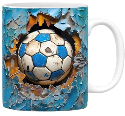 Hole in a Wall Mug - Ceramic Effect Ball Tumbler | Novelty Flat Ceramic Tea Cup | Portable Hole-in-Wall Design Mug | Unique Birthday, Christmas & Easter Gift Mug for Tea Lovers