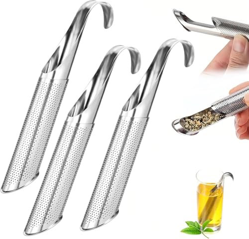 3 Stücks Teesieb aus Edelstahl Feinmaschiges Teesieb mit Hakengriff Edelstahl Teefilter für losen Tee Teeei Feinmaschig Teestab losen Tee Wiederverwendbar