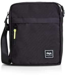 deya SIMPLE SQUARE Minimalistische Tasche, aus recyceltem PET-Flaschenmaterial hergestellt, Wasserabweisend, Geruchsbeseitigend, Mehrfach Fächer (Schwarz)