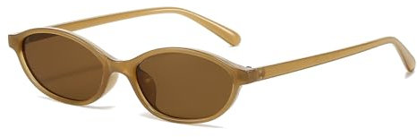 RUNHUIS Retro Oval Sonnenbrille Vintage Cateye Sonnenbrille für Damen Herren Mode Brillen (Geleegelb/Gelbbraun)