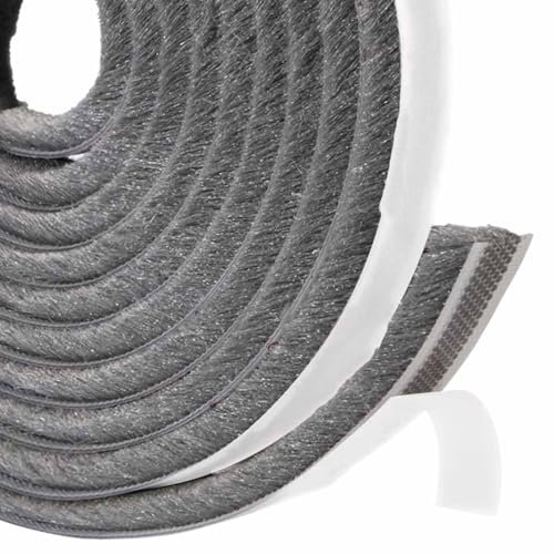 Draught Excluder for Doors, Windows Brush Seal Weatherstrip 4.9m(L) x 9 mm(W) x 9mm(T) Insulation Tape Draught Excluder for Door, Air Stopper for Sliding Window- Grey,Door Hardware,Draught Excluders