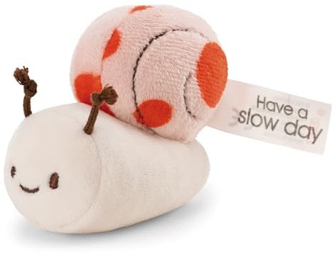 NICI Kuscheltier Schnecke 12cm mit Botschaft Have a Slow Day - Koralle - Stofftier aus weichem Plüsch, niedliches Plüschtier zum Kuscheln und Spielen, für Kinder & Erwachsene | 61640