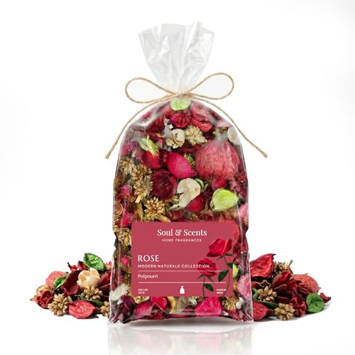 Soul & Scents Rose Potpourri | Dried Flowers | Fine-Living | Natural Decoration | Mood Enhancer | Perfect for Home Decor, Gifts, and Aromatherapy | Made in India | Pack of 2-140gm Each