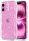 Pepmune for iPhone 16 Case Clear Bling Sparkle Glitter Cover,Soft TPU Curly Wavy Frame & Hard PC Back,Slim Shockproof Wave Phone Case for Women Girls
