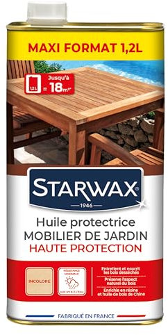 STARWAX - Huile protectrice mobilier de Jardin - Haute Protection - Incolore - 1,2L