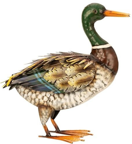 Geschenkestadl Ente Metall stehend 35cm Tierfigur Metalltier Bauernhof Haus Hof Garten Teich Dekoration Deko
