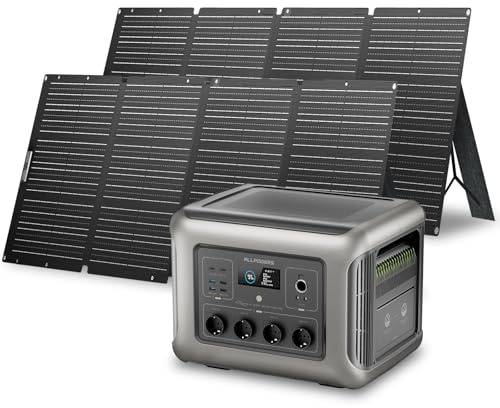 ALLPOWERS R2500 V2 Solargenerator mit 2x 200W Solarpanel, 1920Wh LFP Batterie Backup mit 4 2500W AC Ausgäng, Schnellladung von 0-80% in 50 Mins Tragbare Powerstation für Camping, Wohnmobil, Off-Grid