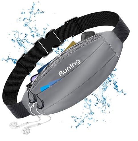 Riñonera Running,Riñonera Running Deportiva,Cinturon RunningMujer y Hombre,Cinturón Deportiva Impermeable,Riñonerasde Ajustable con Tiras Reflectantes para móvil para Correr,Fitness(Gris)