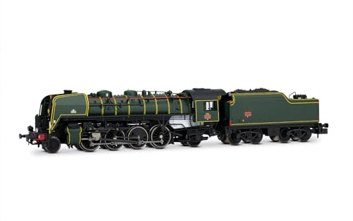 ARNOLD HN2545S SNCF, 141R 460 mit gemischten Speichen- und Boxpok-Rädern und genietetem Kohle-Tender, Green Livery, ep. III, mit DCC Sounddecoder